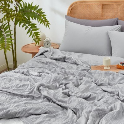 Cozy Bliss Seersucker Cooling Comforter – Lightweight Blanket Breathable & Soft Summer Bedding for Hot Sleepers