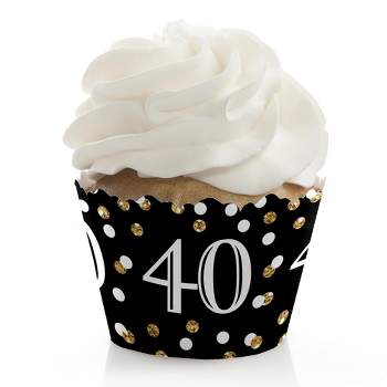 Big Dot of Happiness Adult 40th Birthday - Gold - Birthday Party Decorations - Party Cupcake Wrappers - Set of 12