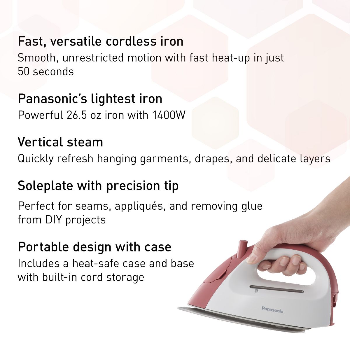 Panasonic Cordless Steam Iron, Compact, Light, with Charging Station NI-QL300 - thumbnail 2