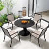 Tangkula Patio Chairs Set of 4 Dining Chairs w/ Curved Backrest Long Armrest Breathable Fabric - 2 of 4