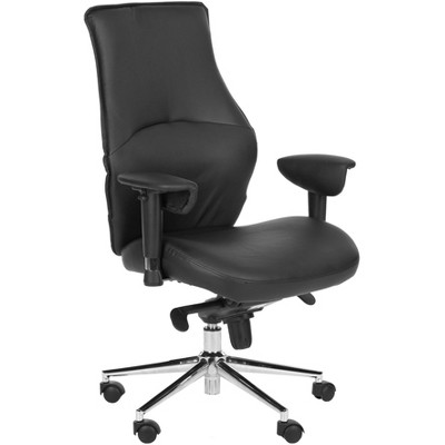Transitional High-Back Swivel Desk Chair in Luxurious Black