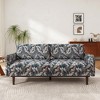 75.75" Polyester Loveseat 2-Seater Sofa with Rubberwood Legs, Elegant Armrests with Stitching and Green Color - 4 of 4