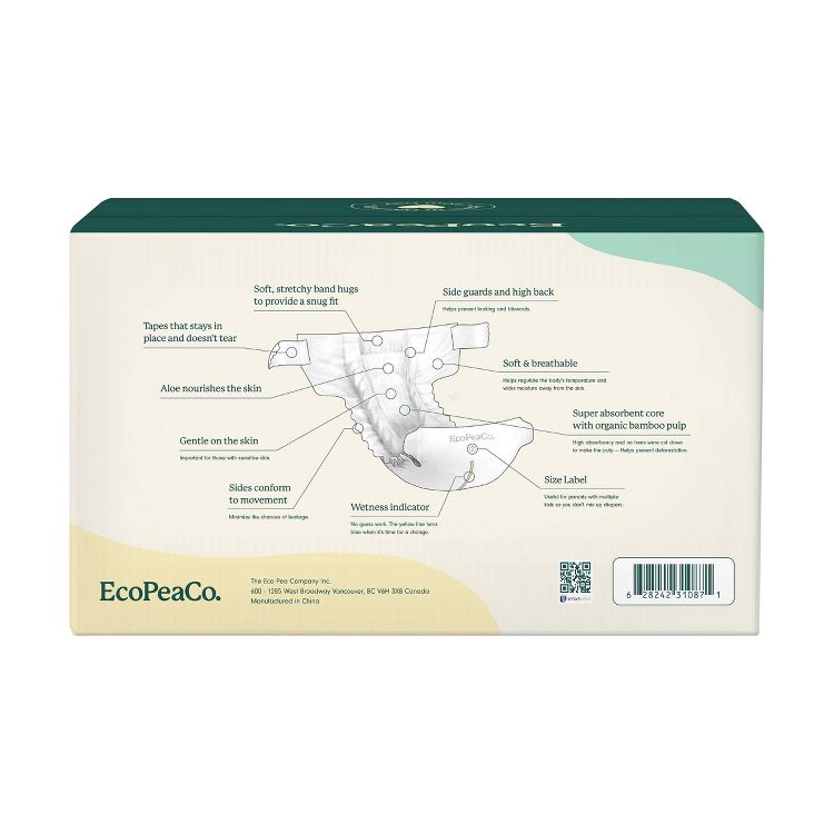 EcoPeaCo. Bamboo Disposable Diapers Made with Organic Bamboo and Viscose, 2 of 13