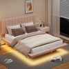 NicBex Queen Size Upholstered Floating Bed Frame with LED Lights and USB Port,Platform Bed Frame with Hydraulic Storage System,Easy Assembly,Gray/Pink - 3 of 4