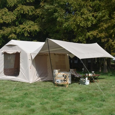 9.8x13ft Inflatable Glamping Camping Tent with Canopy and Pump, Waterproof Windproof Blow Up Family Cabin Tent for Easy Setup-The Pop Home