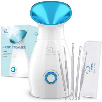 Pure Daily Care - NanoSteamer - Large 3-in-1 Nano Ionic Facial Steamer with Bonus 5 Piece Stainless Steel Skin Kit