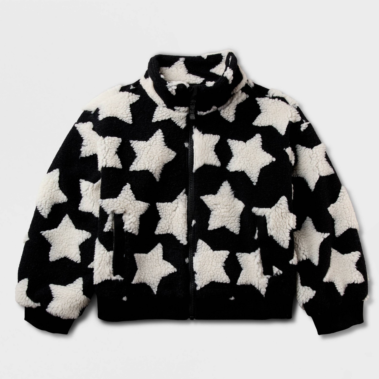Куртка Cat & Jack Jacquard Fleece Jacket для девочек, цвет: Чёрный — фото 2
