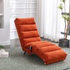 Gulches Linen Massage Chaise Lounge Ergonomic Tufted High Density Foam Side Storage Pocket Easy Assembly For Office Living Room Bedroom Orange - 3 of 4