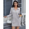 Women's Polo Collar Knit Mini Dress - Long Sleeve Loose Fit Shift Dress with Pockets - 2 of 2