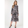 Slickblue Women's Snake Skin Print Pleated Midi Dress, Long Sleeve, Sophisticated Style, Skin Multi, Size S-L - 3 of 4