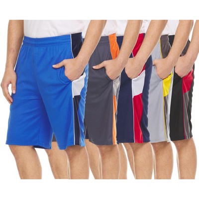Mens Moisture Wicking Athletic Basketball & Gym Workout Shorts with Pockets Multipack, Up to 3XL, Pack of 5
