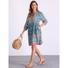 INSPIRE CHIC Women's Boho Floral Summer Tie Neck Loose Babydoll Swing Dress - 4 of 4