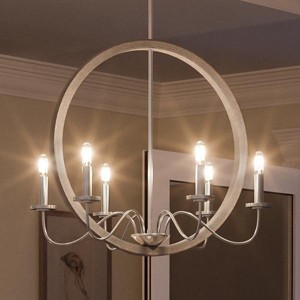 Urban Ambiance Luxury Modern Farmhouse Chandelier,  24-3/4"H x 22"W,  Brushed Nickel Finish, UHP2375 - 1 of 4