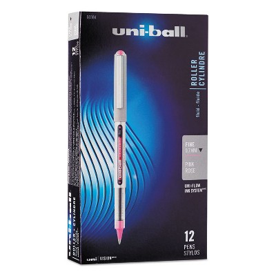 uni-ball Vision Roller Ball Stick Waterproof Pen Passion Pink Ink Fine Dozen 60384