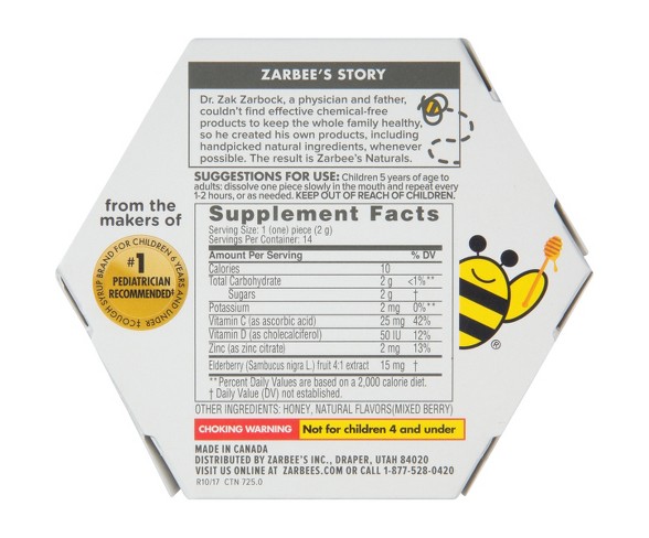 Zarbee's Naturals 96% Honey  Soother + Immune Support Lozenges - Mixed Berry - 14ct