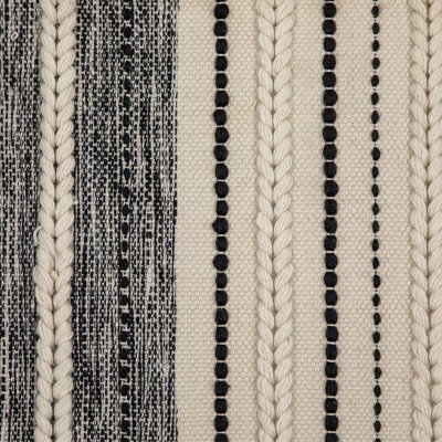 Cream and Black Handloom Woven Rectangular Outdoor Rug