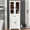 Rbied 23.96 in. W x 15.67 in. D x 67.57 in. H Wood Freestanding Linen Cabinet Storage Cabinet with Glass Doors, Adjustable Shelves - 4 of 4