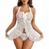 Clotth Women's Lace Babydoll Dress - Sexy Halter Chemise with Open Front, Boudoir Nightwear - 2 of 4