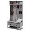 NicBex Hall Tree with Bench, Shoe Rack, Open Storage and Shoe Shelf Coat Rack with 4 Hooks, Soft Cushion for Hallway, Living Room, Gray - 4 of 4