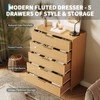 5-Drawer Fluted Dresser, Tall Wave Pattern Storage Cabinet, Modern Narrow Vertical Organizer & Small Nightstand for Bedroom Living Room Entryway - 4 of 4