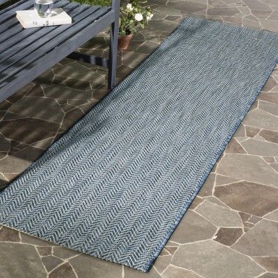Blue Chevron Indoor/Outdoor Washable Area Rug