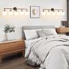 POWLIG 38.9" Black&Gold 5-Light Dimmable Vanity Light – Modern Bathroom Fixture with 5.9" Opal Glass Globes - 4 of 4