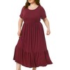 Agnes Orinda Women's Plus Size Short Sleeve Crew Neck Basic Swing Flowy Ruffle Maxi A Line Dresses - 2 of 4