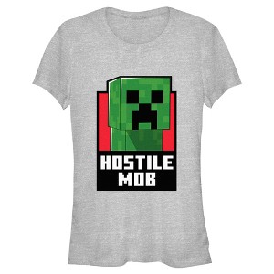 Juniors Womens Minecraft Hostile Mob Creeper T-Shirt - 1 of 4