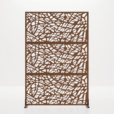 Lirago Brown 72 in. Galvanized Metal Outdoor Privacy Screens Garden Outdoor Fence