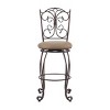 30" Genna Back Faux Leather Swivel Seat Barstool Brown - Linon: Metal Frame, Upholstered, Fixed Height - 3 of 4