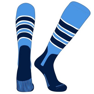PEAR SOX OTC Baseball Softball Stirrup Socks (C, 7in) Sky Blue, White, Navy, Navy (M) - 1 of 3