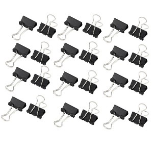 Unique Bargains Desk Paper Document Office Stationery Metal Binder Clips Black 0.6" 24 Pcs - 1 of 4
