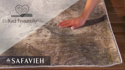 Elysian Abstract Swirl 9' x 12' Gray and Gold Synthetic Area Rug