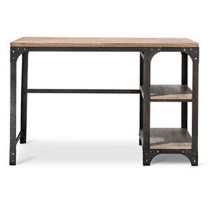 Franklin Desk with Shelves Gray - The Industrial Shop