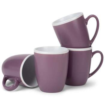 Elanze Designs Solid Color Purple White Interior 16 ounce Matte Ceramic Mugs Matching Set of 4