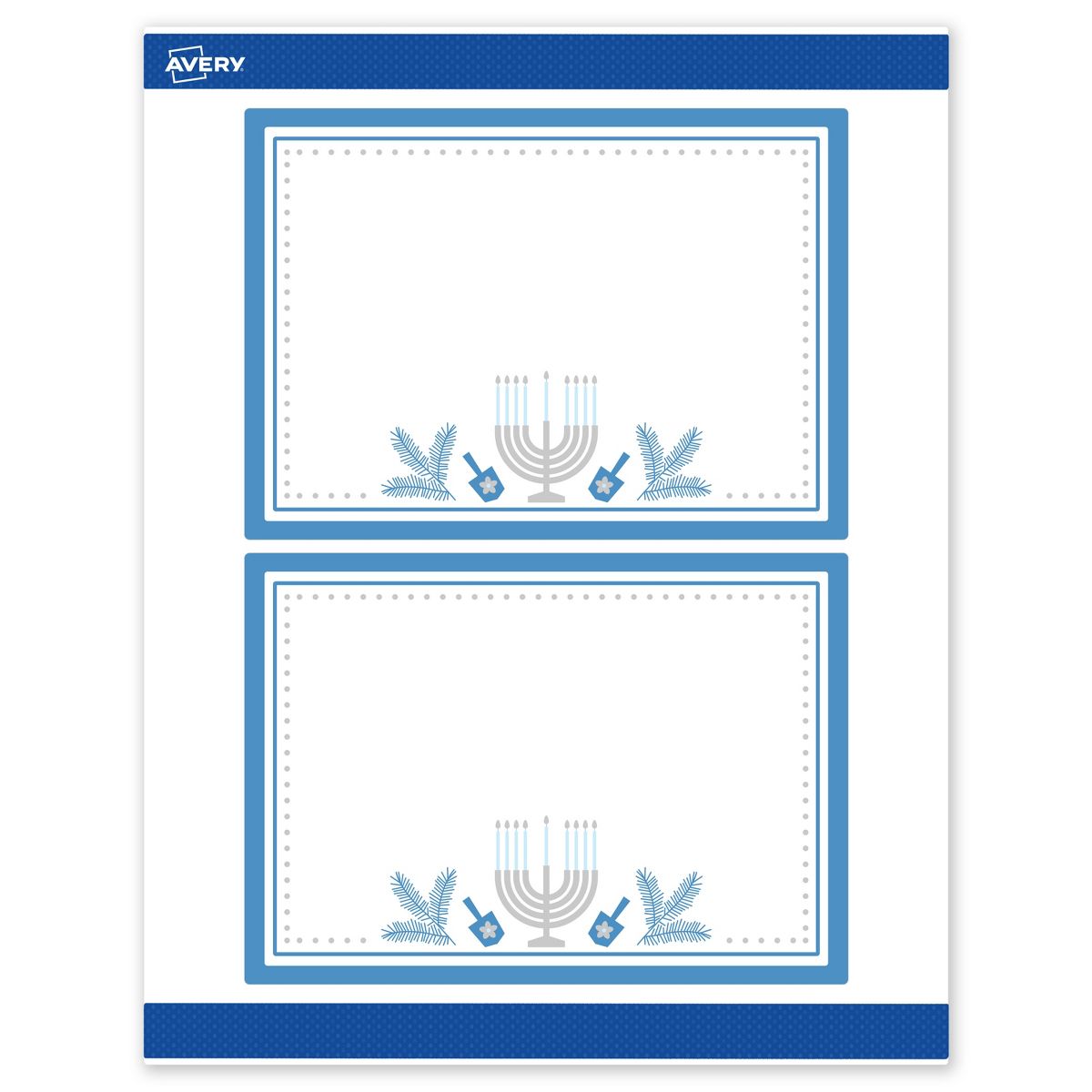 Avery® Labels, 5" x 7", Matte, Silver Menorah Frame, 20