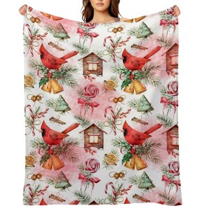 Christmas Cardinals Christmas Throw Blanket Soft Fleece Christmas Blanket Cozy Flannel Throw for Couch Bed 30x40 inches - 1 of 1