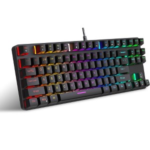 K87 Metal Mechanical Keyboard 87 Keys RGB Luminous Blue Axis Office Home Computer Accessories Game E-sports (Black) - 1 of 1