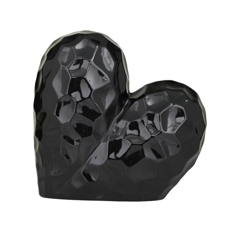 11&#39;&#39; x 12&#39;&#39; Porcelain Heart Sculpture Black - Olivia &#38; May, 1 of 7