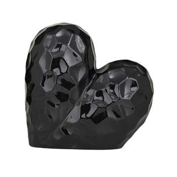 11'' x 12'' Porcelain Heart Sculpture Black - Olivia & May