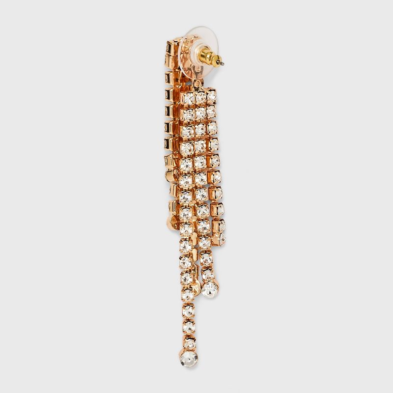 SUGARFIX by BaubleBar Crystal Fringe Jacket Drop Earrings - Gold, 3 of 4