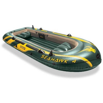 Intex Seahawk 4 Inflatable 4 Person Floating Boat Raft Set with Oars & Air Pump