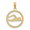 Black Bow Jewelry 14k Yellow Gold 16mm Swimming Pendant - 3 of 4
