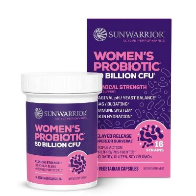 Active Women's Probiotic Capsules, 50 Billion CFU Probiotic Supplement for Digestive & Immune Health Support, Sunwarrior, 30ct