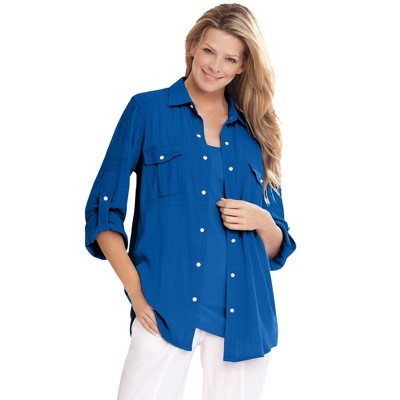 Woman Within Plus Size Cotton Gauze Bigshirt