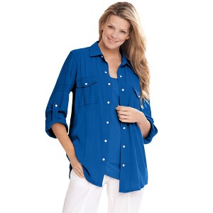 Woman Within Plus Size Cotton Gauze Bigshirt - 1 of 4