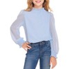 Arshiner Girls Long Sleeve Shirts Chiffon Blouses Swiss Dot Frill Neck Casual Loose Cute Top Tee - 2 of 4