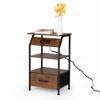 Infurnic Nightstands 1 Set Of Cloth Nightstand With Drawer, Open Compartment, Elegant And Simple Design, No Lamp，Brown, 15.36"*11.73"*25.2" - 3 of 3
