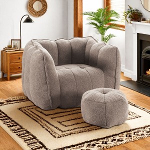 CENGHU Soft Bean Bag Chair with Foam Filling Lazy Sofa with Ottoman Chenille Large Bean Bags for Adults Beanbag Sofa for Living room and Bedroom - 1 of 4