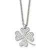 Chisel Stainless Steel Polished Cubic Zirconia Four Leaf Clover Pendant Necklace 22" Cable Chain - 2 of 4
